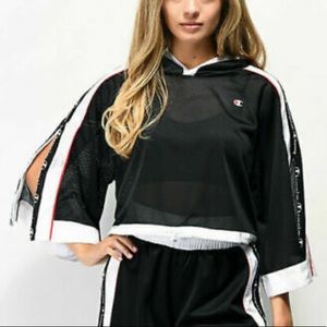 Champion mesh hooded crop with zip sleeves